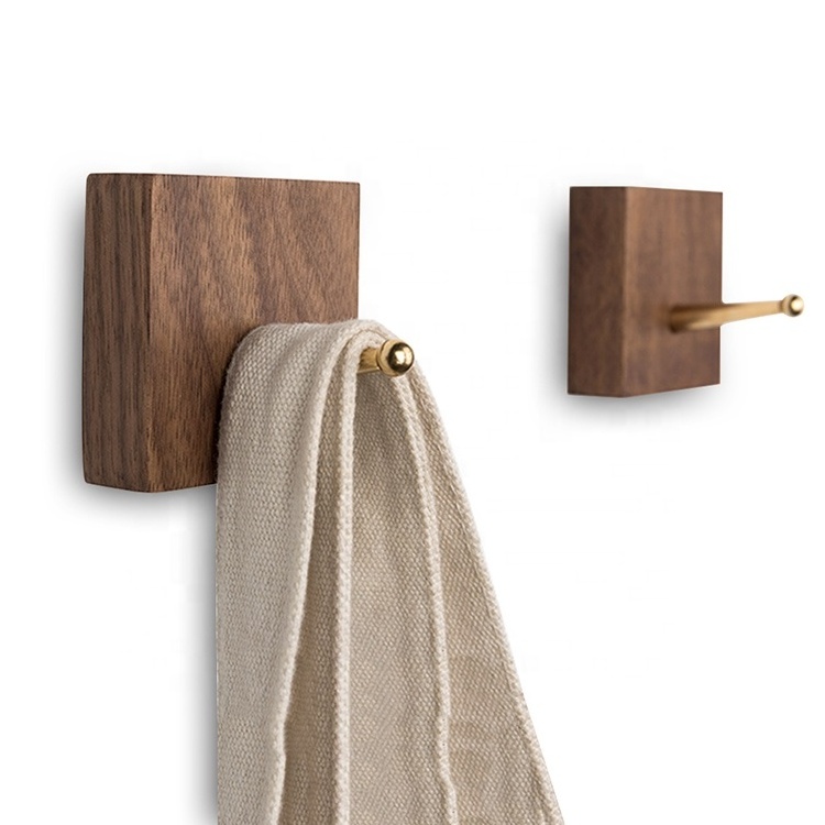 Vintage Wall Mounted Wooden Heavy Duty Coat Bathroom Hooks Black Walnut Clothes Wardrobe Hooks Outside Plant Wall Hooks