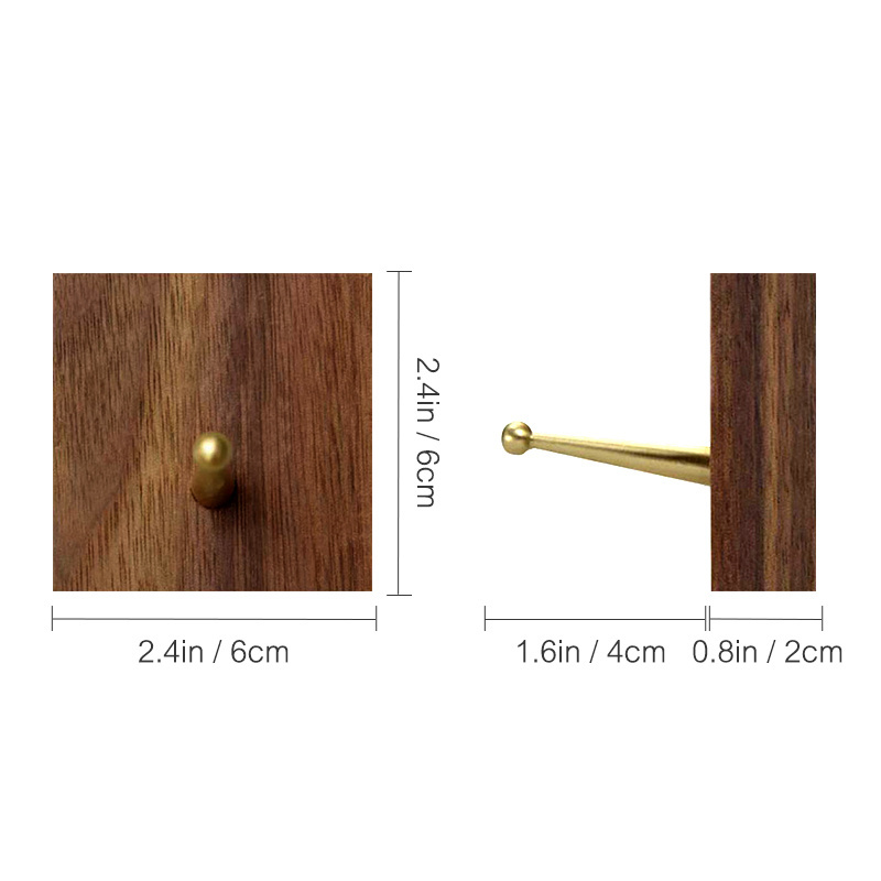 Vintage Wall Mounted Wooden Heavy Duty Coat Bathroom Hooks Black Walnut Clothes Wardrobe Hooks Outside Plant Wall Hooks