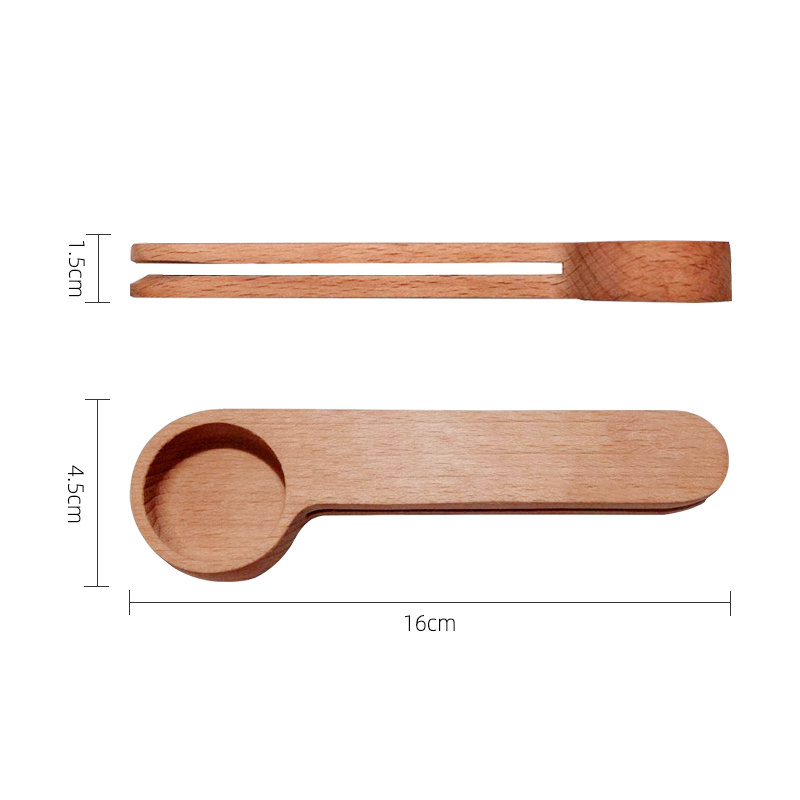 Long Handle Natural Beech Wood Coffee Spoon with Clip Tablespoon