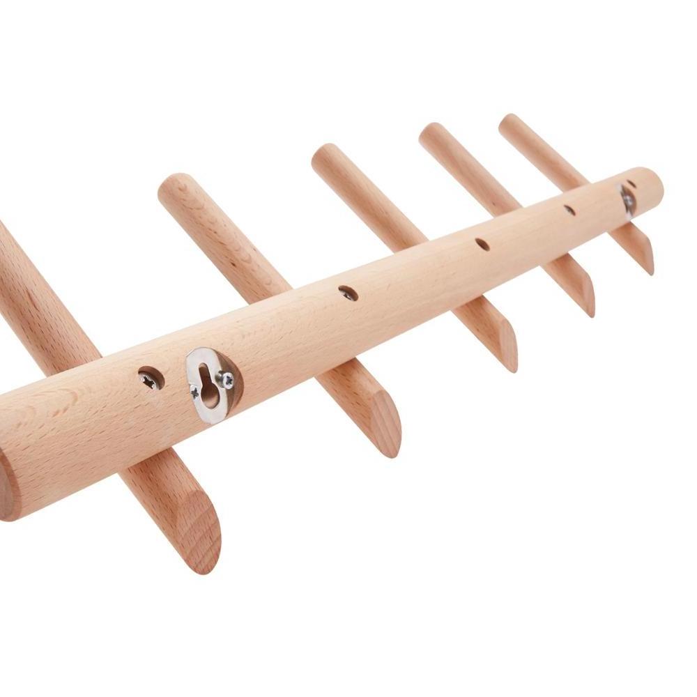 Bathroom Entryway Natural Beech Wood 5 Hooks Coat Rack Wall Hooks Wood Hook