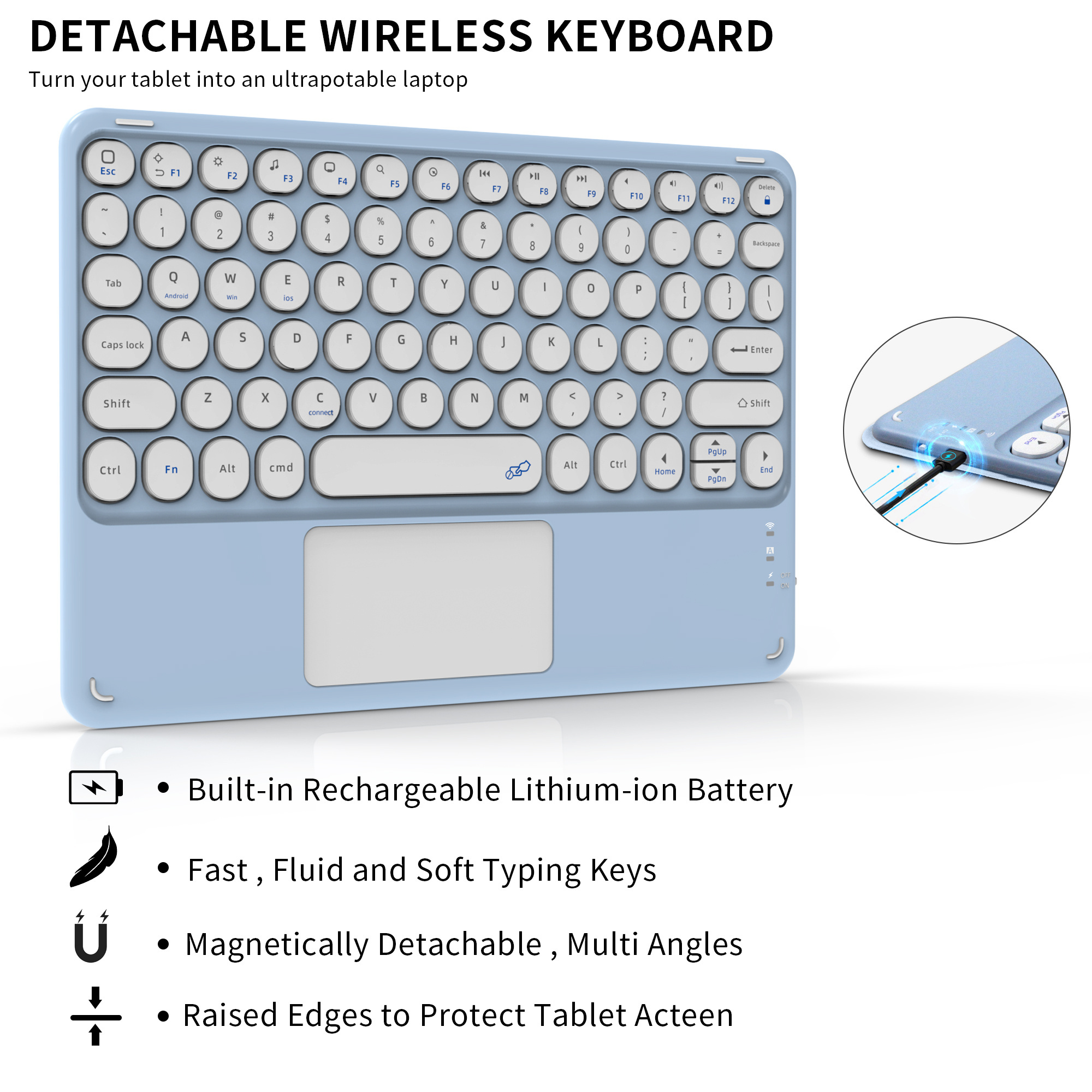 Magnetic Keyboard case For iPad 7 8 9 10.2 case with Wireless Touchpad Keyboard For iPad 10.2 inch with Pencil Holder