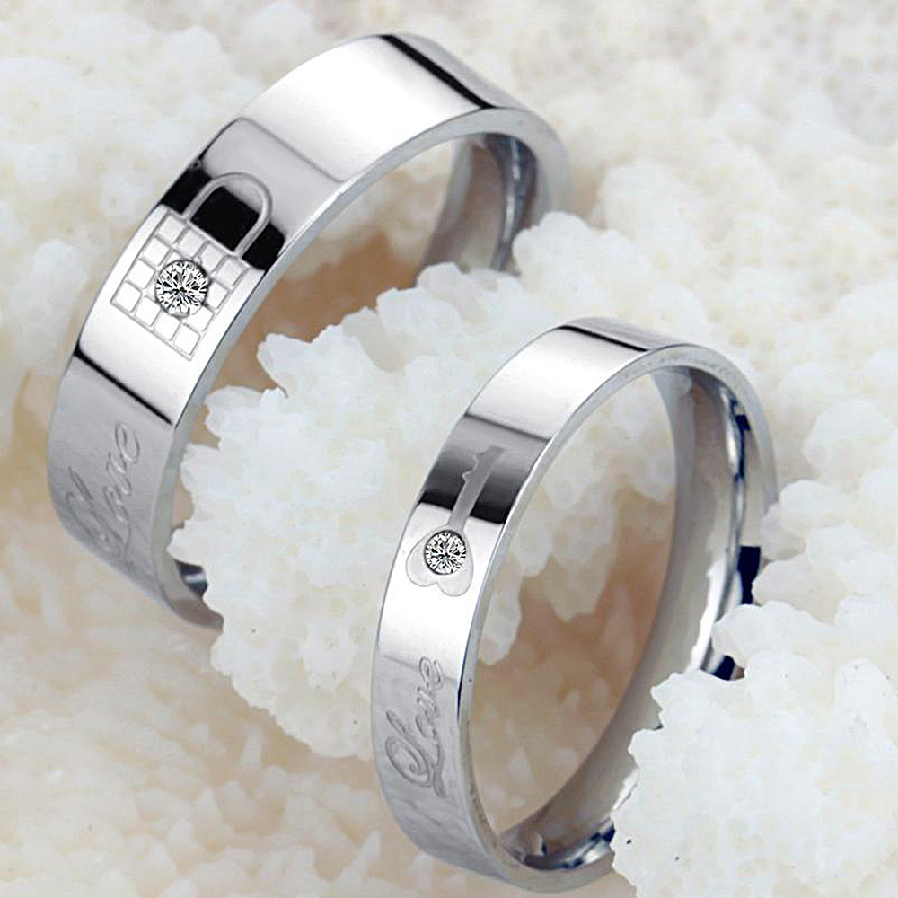 New Products 2024 Christmas Gift Couple Lock Ring Engagement Zircon Diamond Engagement Ring