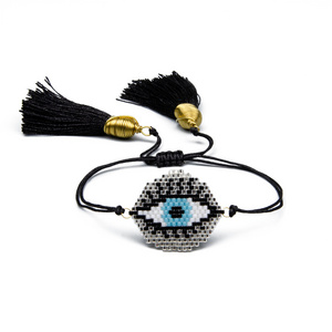 Handmade Woven Adjustable Miyuki Seed Beads Bracelet Good Luck Evil Turkish Eye Charms Bracelet