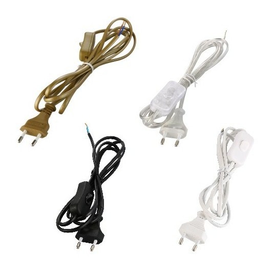 Hot Selling cord dimming 2.5A EU Plug H03VVH2-F 2*0.75mm2 2M Electric Ac Power Cable  Extension Cord with Dimmer switch On/off