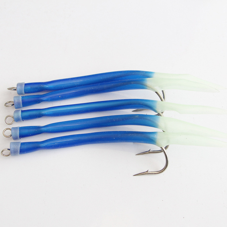 China wholesale Trolling Fishing Eel Jig Hook With Rubber Tube Sea lure teaser jigging cod/rockfish fishing