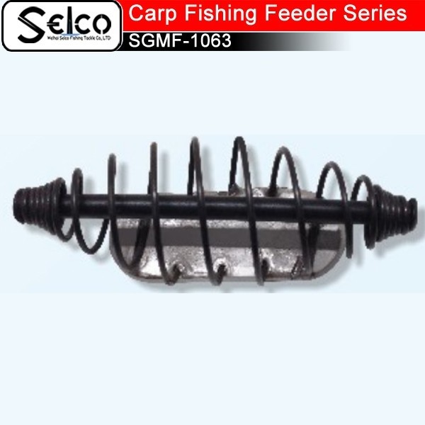 Spring inlined method carp fishing feeder with lead sinker