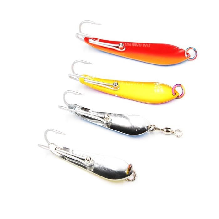 Colorful Artifical stainless steel sea metal lure big fishing spoon, double hooks