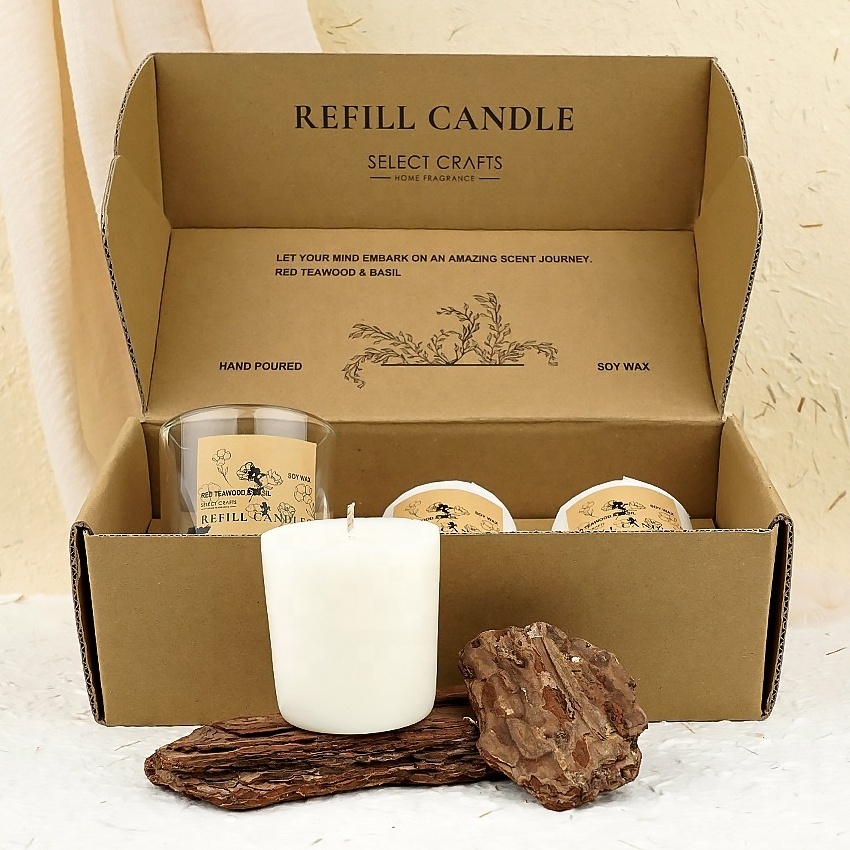 New Trendy Eco-Friendly Custom Design Personalized Home Aroma Refill Candle Scented Soy Wax Gift Set Wholesale