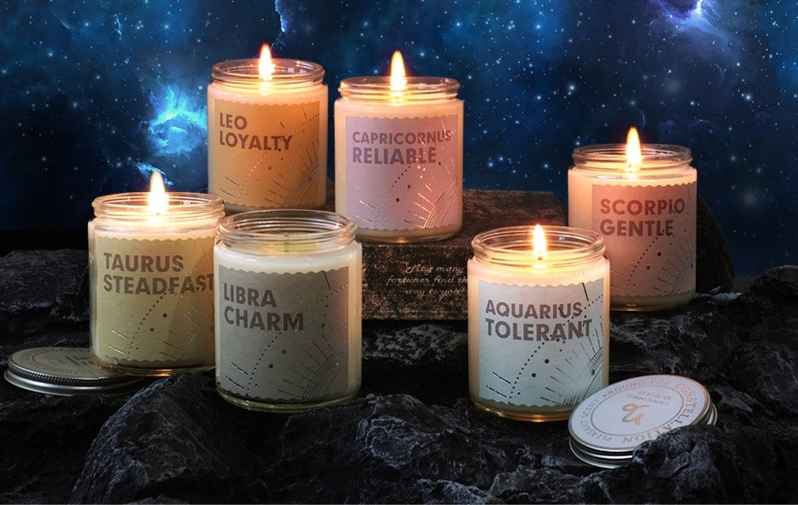 Zodiac Design Wholesales Private Label Handmade Custom Candle Home Decor Glass Soy Wax Scented Candles