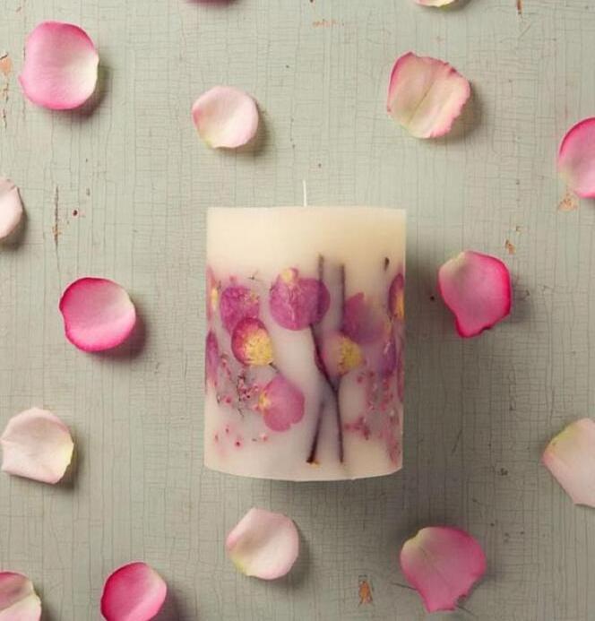 Wholesale Handmade Home Decorative Luxury Dried Flower Scented Pillar Candle