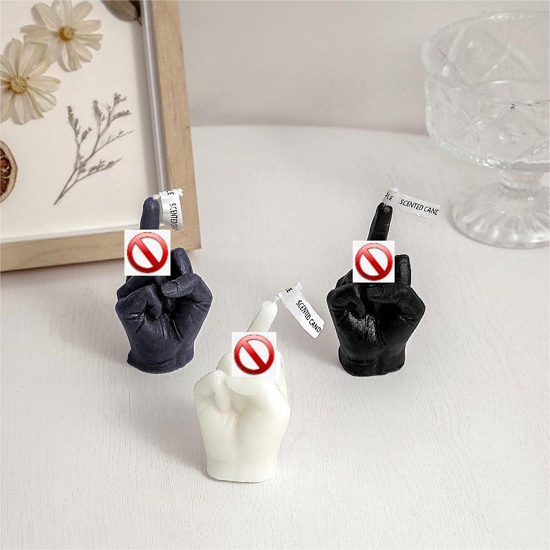 Novelty Wholesale Customize Handmade Middle Finger Hand Shaped Home Decoration Scented Candle