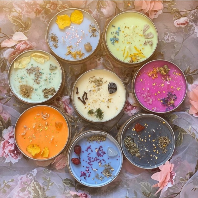 Wholesale Handmade Wedding Giveaways Dried Flower Spiritual Crystal Tin Scented Candle