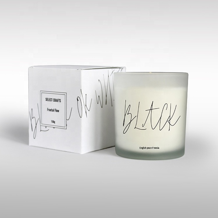 Wholesale Screen Printed Frosted White Glass Soy Wax Scented Candle