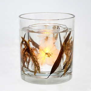 Custom Home Decoration Dried Botany Jelly Wax Scented Glass Candles With LED Light For Wholesale