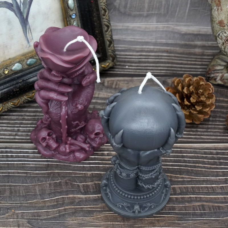 Novelty Wholesale Handmade DIY Halloween Decoration Skulled Shape Mold Scented Candle