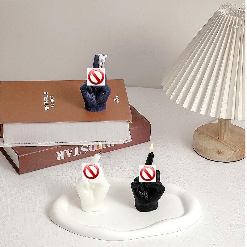 Novelty Wholesale Customize Handmade Middle Finger Hand Shaped Home Decoration Scented Candle