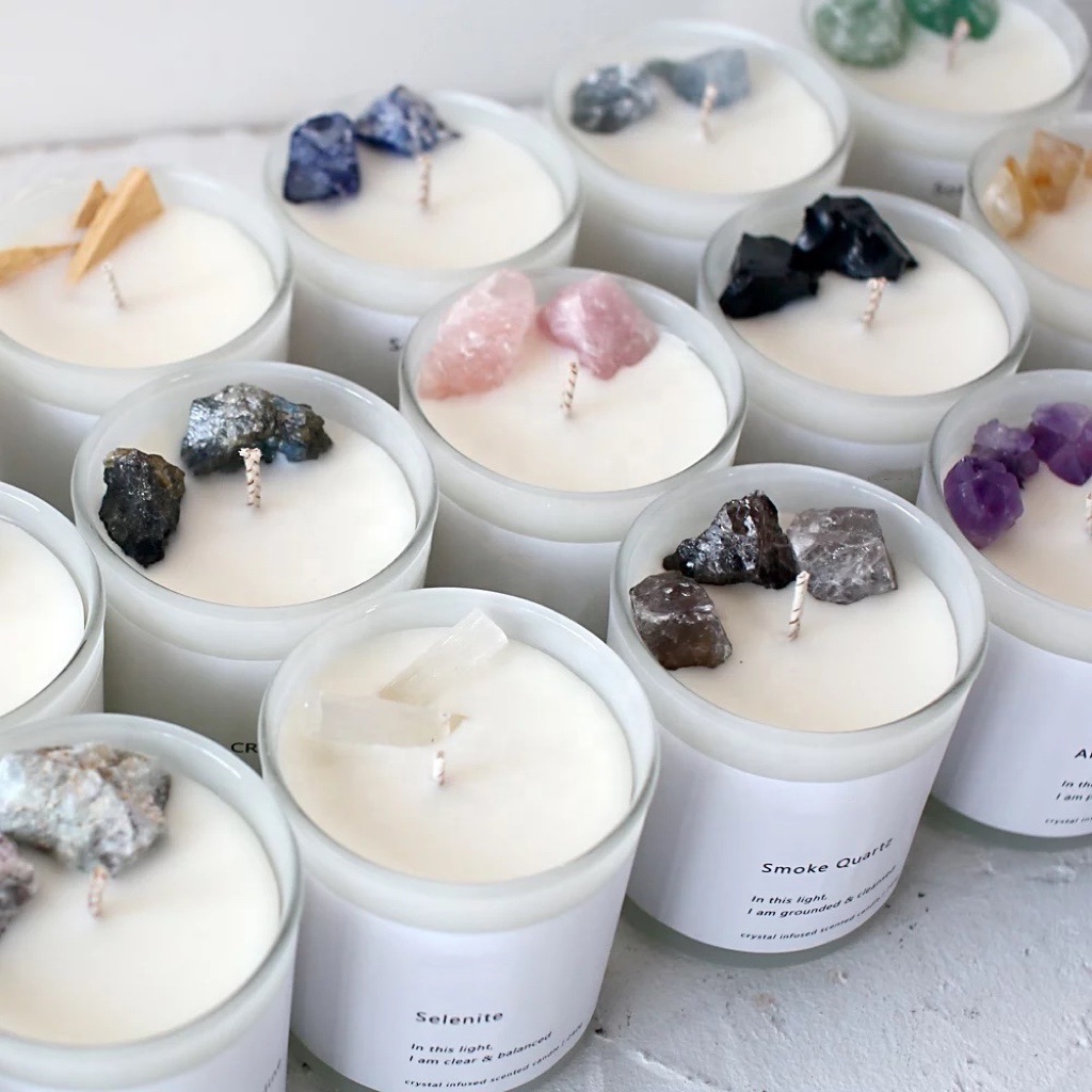 Wholesale Wedding Gift Personalized Private Label Soy Wax Handmade Crystal Spiritual Scented Candles