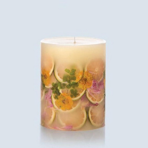 Wholesale Handmade Home Decorative Luxury Dried Flower Scented Pillar Candle