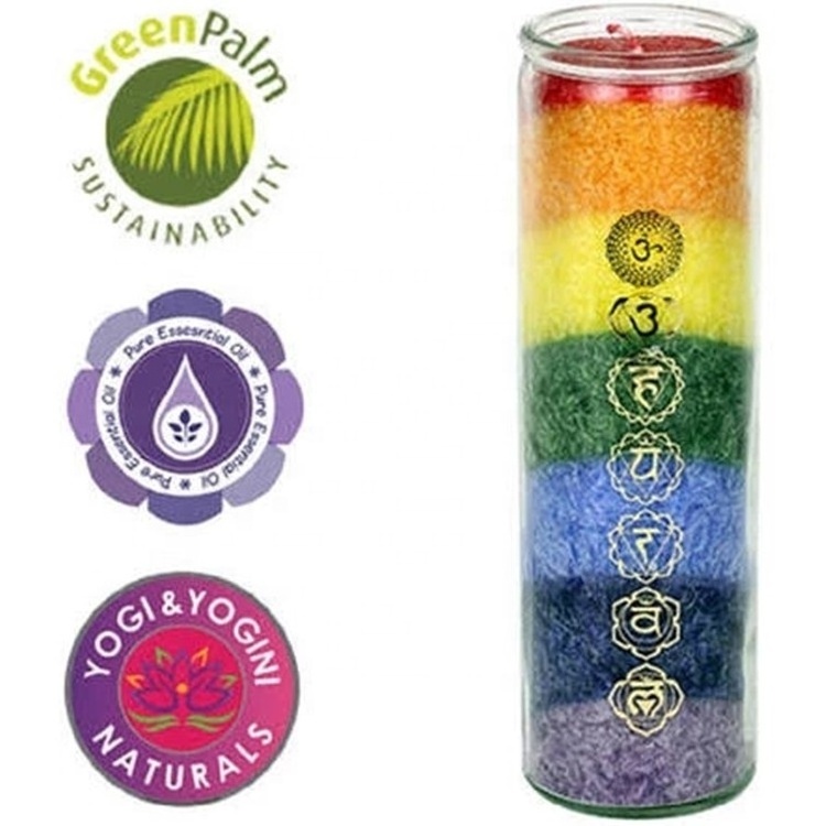 Wholesale 8 inch Rainbow Glass Jar 7 days Religious candles