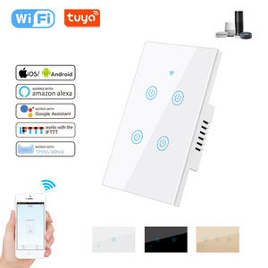 Digital Smart Switch Light  1 2 3 4 Gang Tuya Wifi Dimmer Wireless Glass Panel Remote Control Wifi Dimmer Light Switch