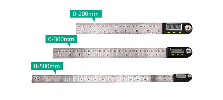 360 Degrees Measurement 2 In 1 Digital Display Woodworking Angle Ruler meter 0-200 300 500 Stainless Steel Ruler