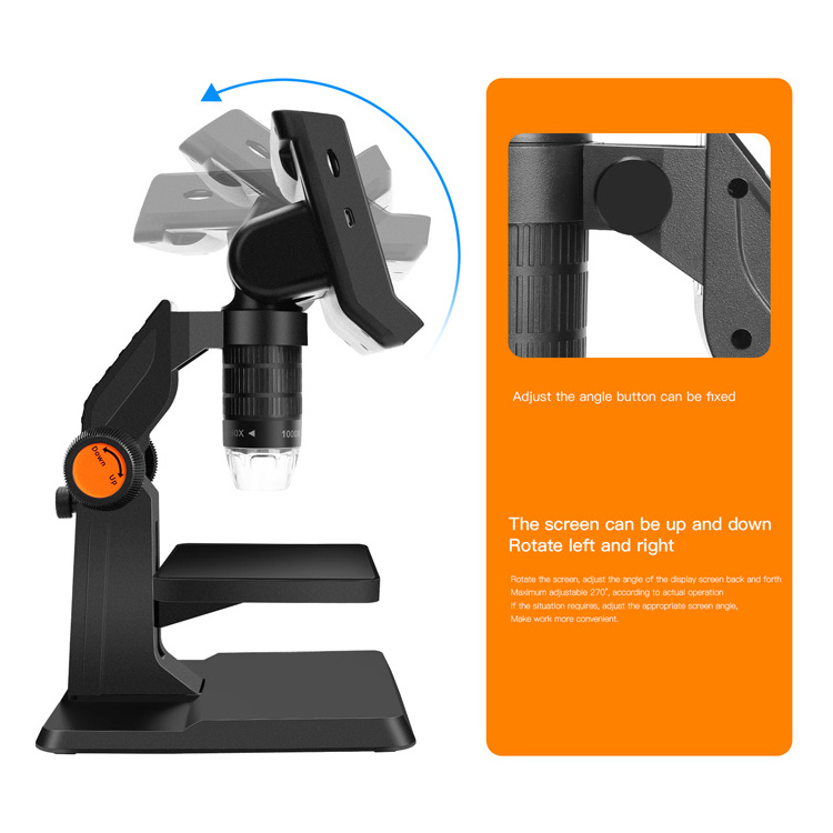 4.3  IPS display soldering  1000X 2 megapixels LCD digital electronic microscope with 8 LED holder stand