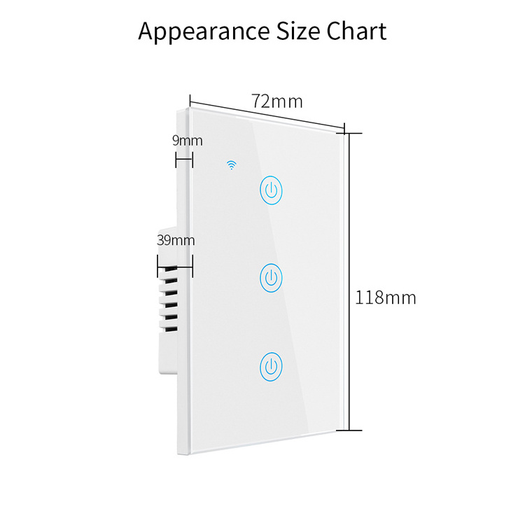 Digital Smart Switch Light  1 2 3 4 Gang Tuya Wifi Dimmer Wireless Glass Panel Remote Control Wifi Dimmer Light Switch