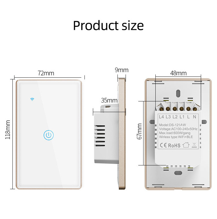 Tempered Glass Smart Home Touch Light Switch 1/2/3/4 Tuya App Remote Control Wall Switch Work With Google Alexa