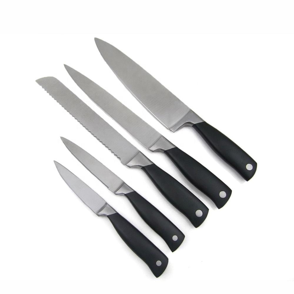 High Quality POM Forged Flat Handle Stainless Steel Kitchen Knife set With Acrylic Block