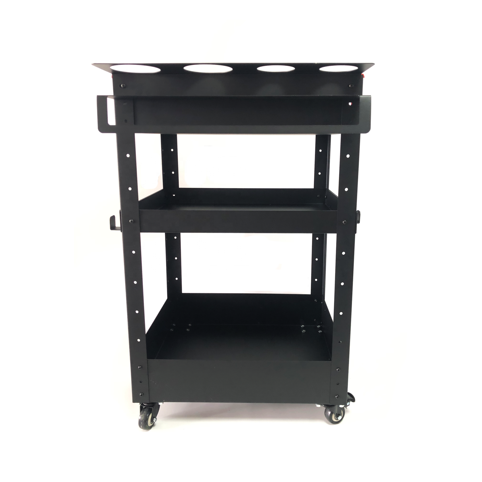 Selected Auto heavy duty car care garage rolling trolley 3 shelf multi-usage steel car detailing utility metal cart with wheels