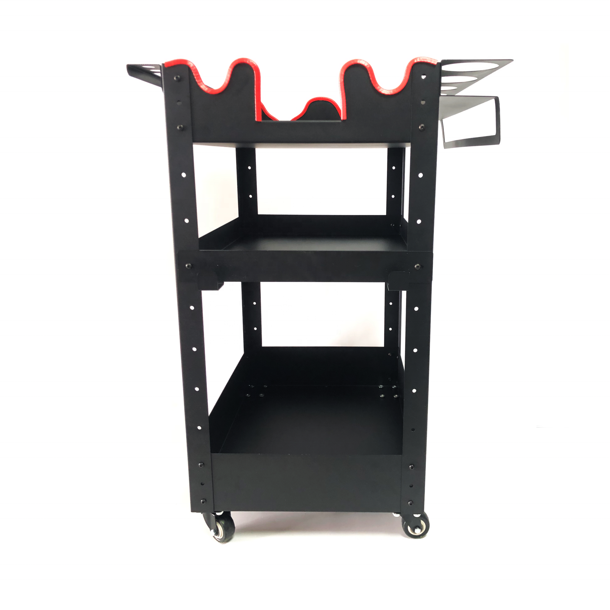 New Style Iron Detailing Trolley Three Layer Mobile Rolling Utility Organizer For Garage Rolling Detailing Cart