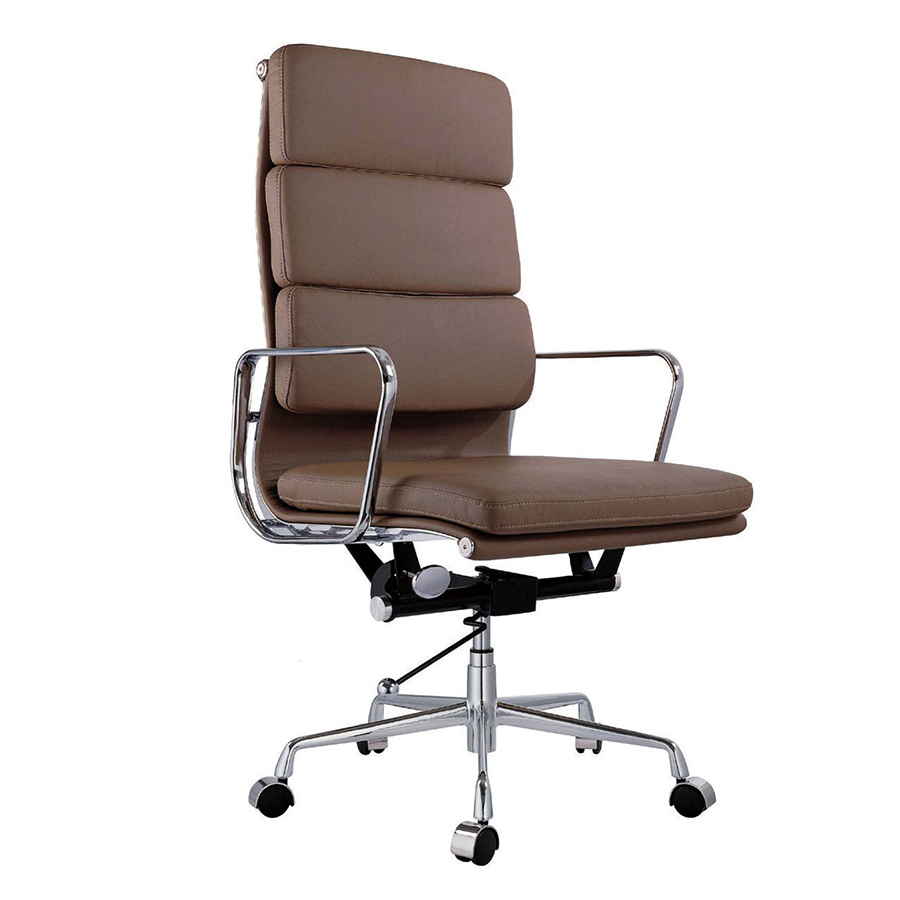 Designer vintage leather high back aluminium base executive swivel EA219 office chairs