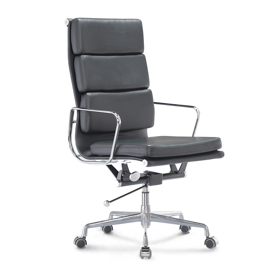 Designer vintage leather high back aluminium base executive swivel EA219 office chairs