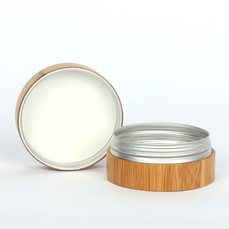 unique 30g 50g eco aluminum jar with bamboo lid cosmetic cream jars bamboo packaging