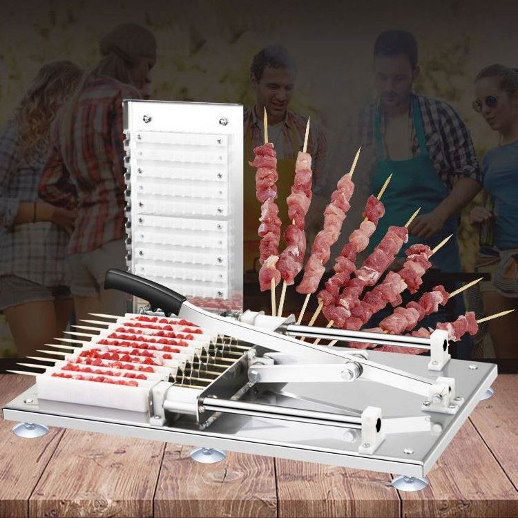 TA093 Gadgets manual kebab grill bbq stainless steel bamboo vegetable ball meat skewer machine