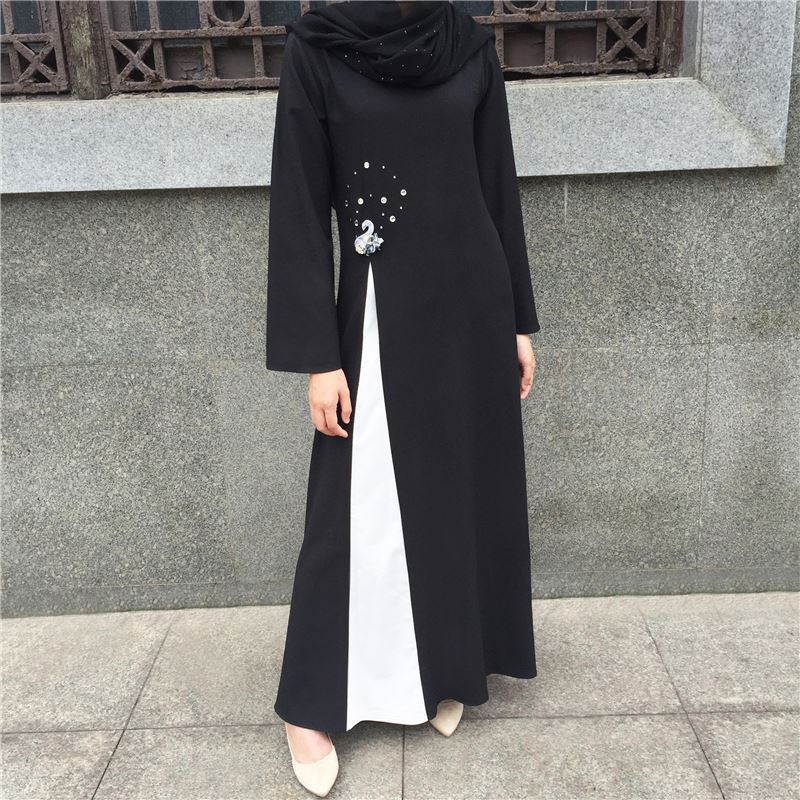 Pakaian Satin Factory Women Venonat Collar Moroccan Tunisian Muslim Abaya Robe With Hijab Clothing Islamic Maxi Dress