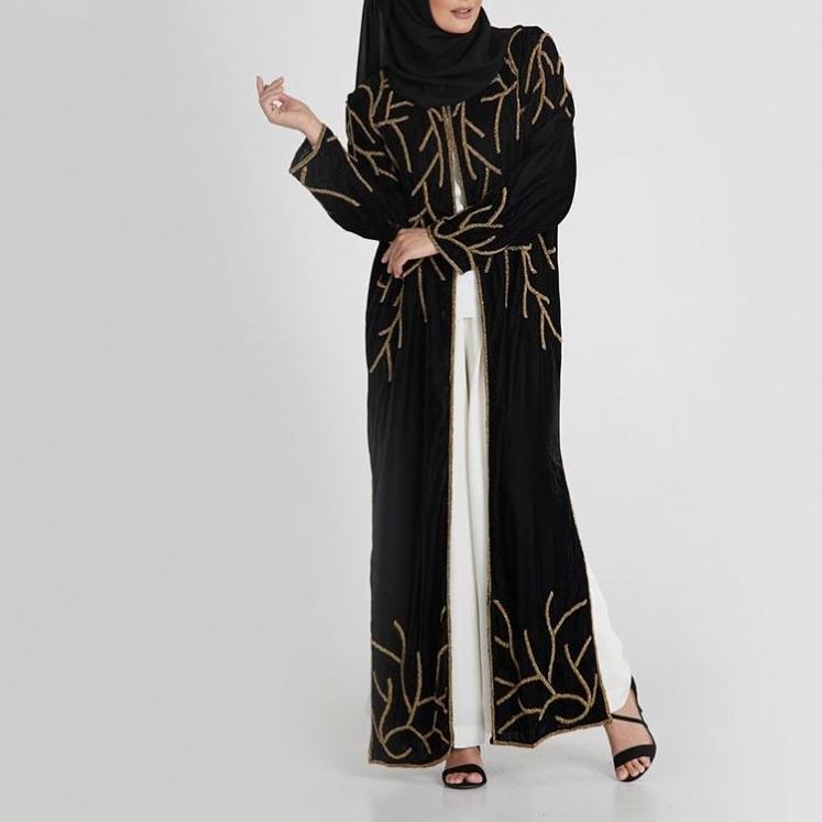 2019 High Quality Online Shopping Pleated Beautiful Lady Fashion Velvet Dress Print Latest Abaya Designs