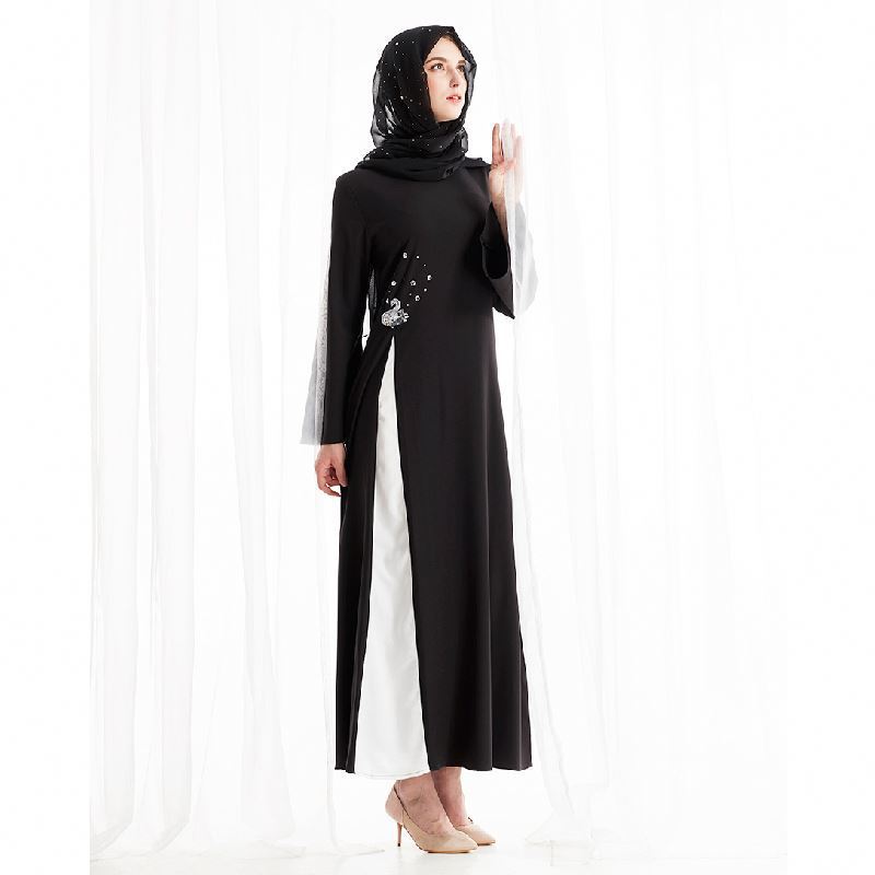 Pakaian Satin Factory Women Venonat Collar Moroccan Tunisian Muslim Abaya Robe With Hijab Clothing Islamic Maxi Dress