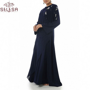 Vestidos Mujer Dama Elegante Two Piece Set Skirt Malaysia 3D Flower Decoration Muslim Dress Women Turkish Abaya