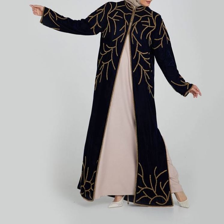 2019 High Quality Online Shopping Pleated Beautiful Lady Fashion Velvet Dress Print Latest Abaya Designs