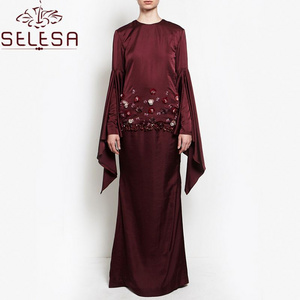 Fashion Modern Latest Burqa Designs Simple Muslim Flower Blouse Women Clothing