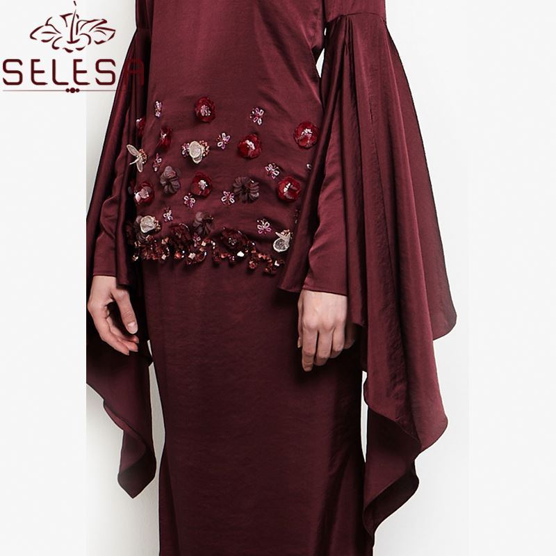 Fashion Modern Latest Burqa Designs Simple Muslim Flower Blouse Women Clothing