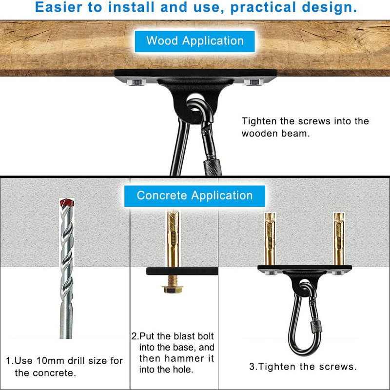 SELEWELL OEM Porch Swing Hanging Kit Wooden and Concrete Indoor Outdoor Playground Swing Set Accessories