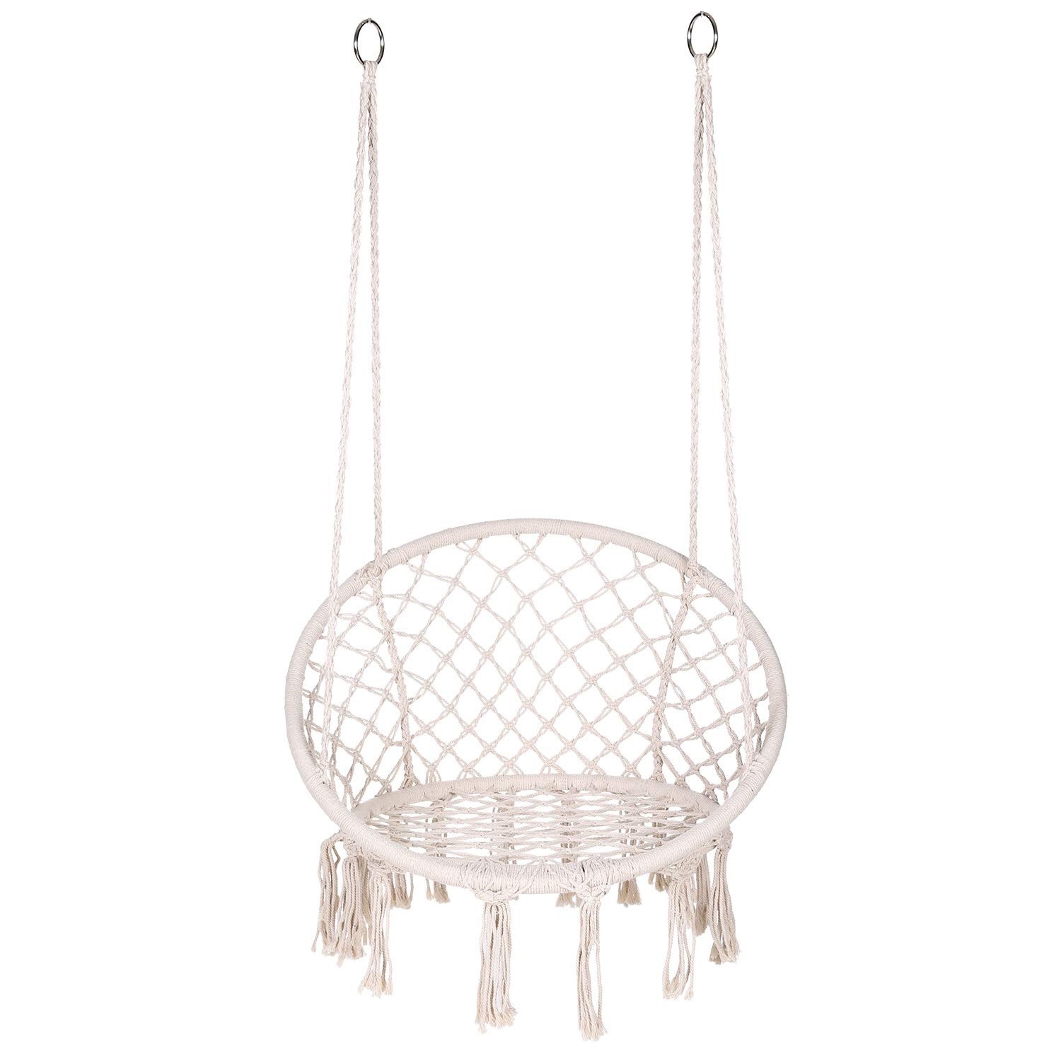 Wholesale Cheap Nordic Style Heavy duty 330 Lbs Round Hanging Chair Macrame Fringe Patio Swing Hammock Cotton Rope hammock Swing