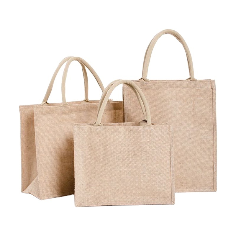 Wholesale Factory Custom Printed Burlap Handbag Eco Reusable Shopping Jute Tote Bag Linen Bags