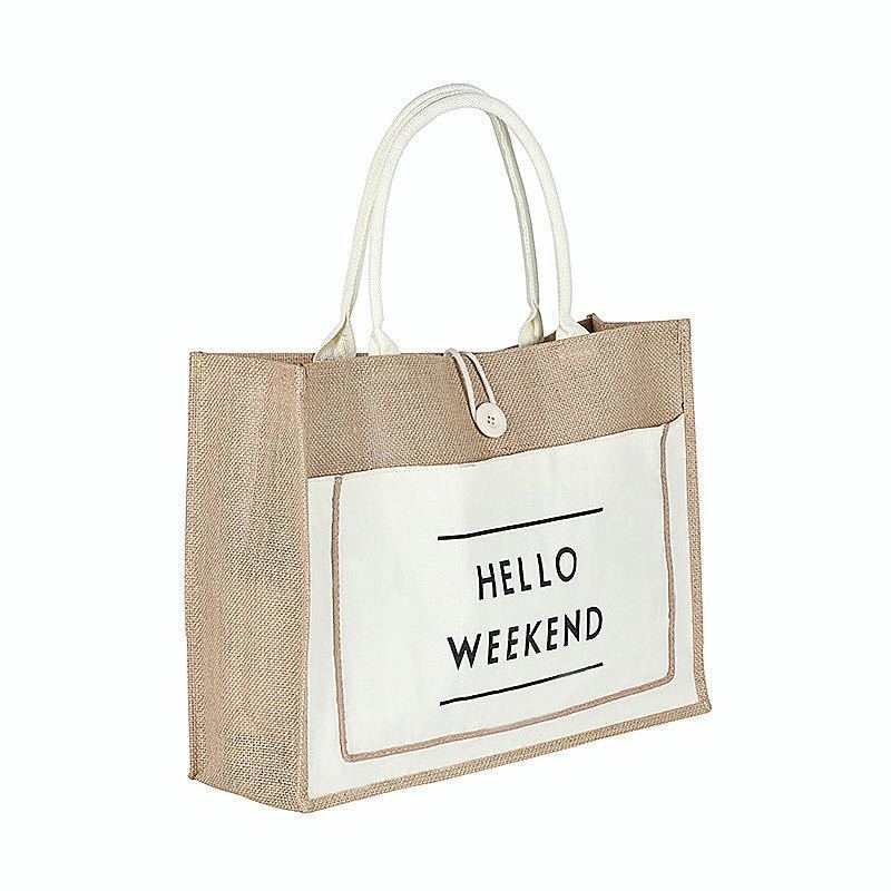 Wholesale Factory Custom Printed Burlap Handbag Eco Reusable Shopping Jute Tote Bag Linen Bags