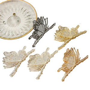 Wholesale Korean Hair Accessories Super Flash Butterfly Luxury Hair Claw Clips Back Head Grab Clip Girl Crystal Hair Accessories