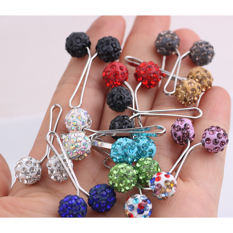 Muslim Rhinestone Scarf Clip Brooch Diamond Ball Flat Needle Hijab Safety Pin Brooch Wholesale  No broken Small Clips