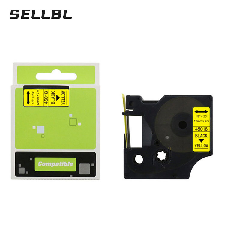 12mm Black On Yellow Compatible Label Tape Cartridge 45018 For DYMO LabelManager 160 Printer