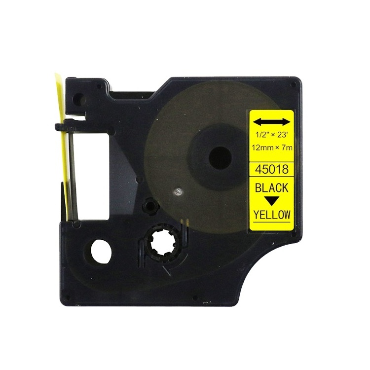 12mm Black On Yellow Compatible Label Tape Cartridge 45018 For DYMO LabelManager 160 Printer